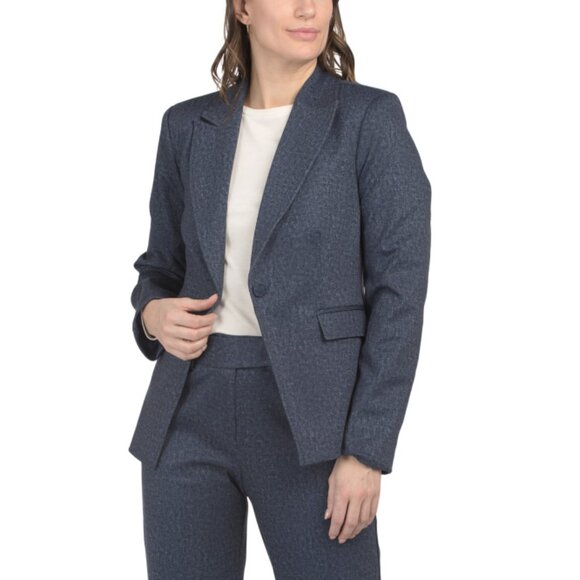 TAHARI ASL Indigo Denim Button Front Jacket